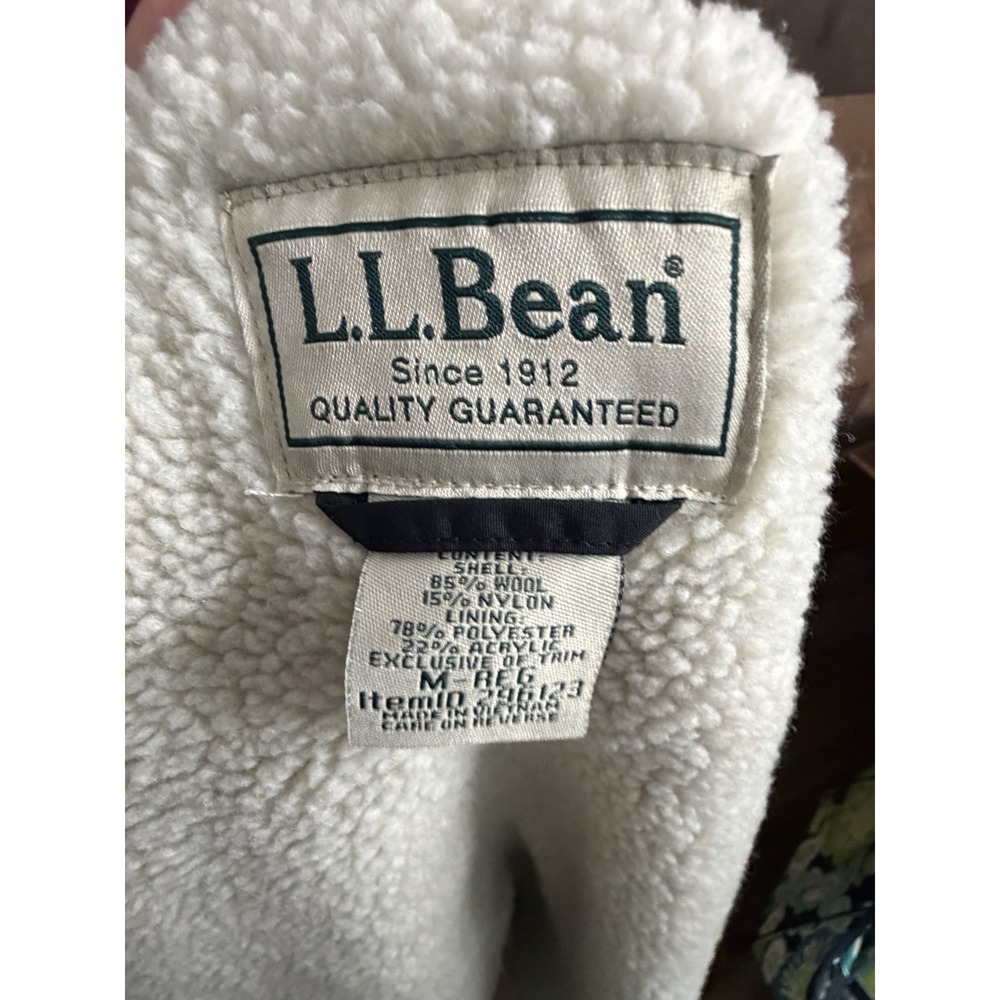 LL BEAN Vest Men's Size Med Wool Blend Sherpa Lined Plaid Green (EUC*WARM) - Picture 6 of 6